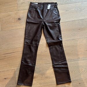Brown faux leather vintage slim high-rise gap pants new with tags size 27/4 long